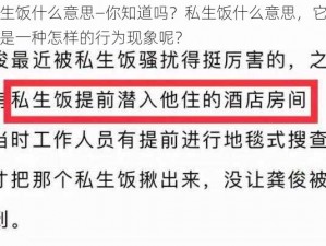 私生饭什么意思—你知道吗？私生饭什么意思，它究竟是一种怎样的行为现象呢？