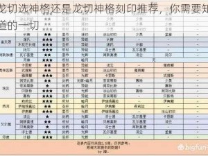 龙切选神格还是龙切神格刻印推荐，你需要知道的一切