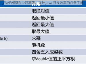 JAVAPARSER 少妇高朝，提升 Java 开发效率的必备工具