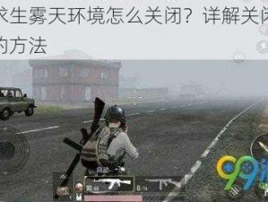 绝地求生雾天环境怎么关闭？详解关闭雾天效果的方法