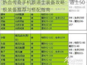 热血传奇手机版道士装备攻略：道士50级装备推荐与搭配指南