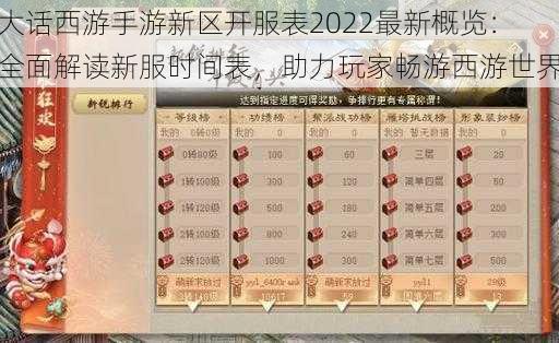 大话西游手游新区开服表2022最新概览：全面解读新服时间表，助力玩家畅游西游世界