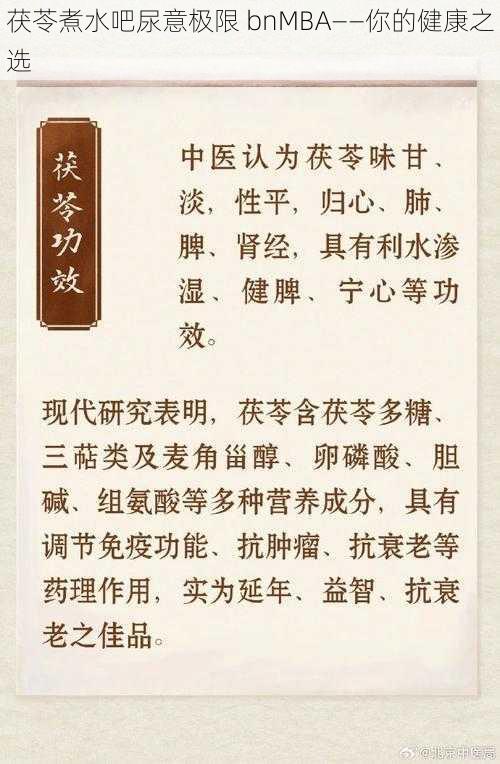 茯苓煮水吧尿意极限 bnMBA——你的健康之选