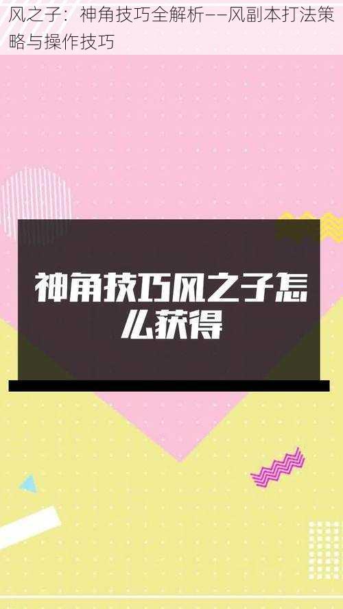 风之子：神角技巧全解析——风副本打法策略与操作技巧