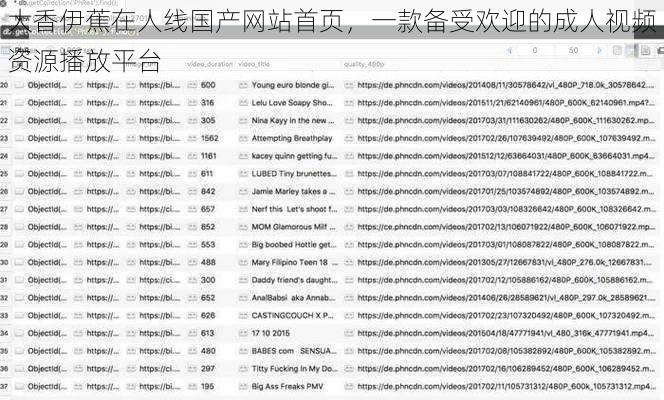 大香伊蕉在人线国产网站首页，一款备受欢迎的成人视频资源播放平台