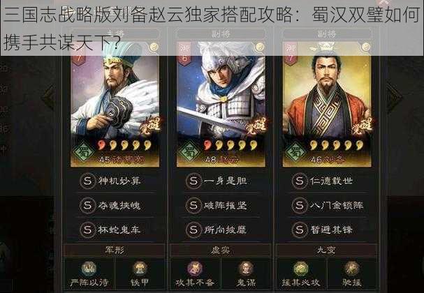 三国志战略版刘备赵云独家搭配攻略：蜀汉双璧如何携手共谋天下？