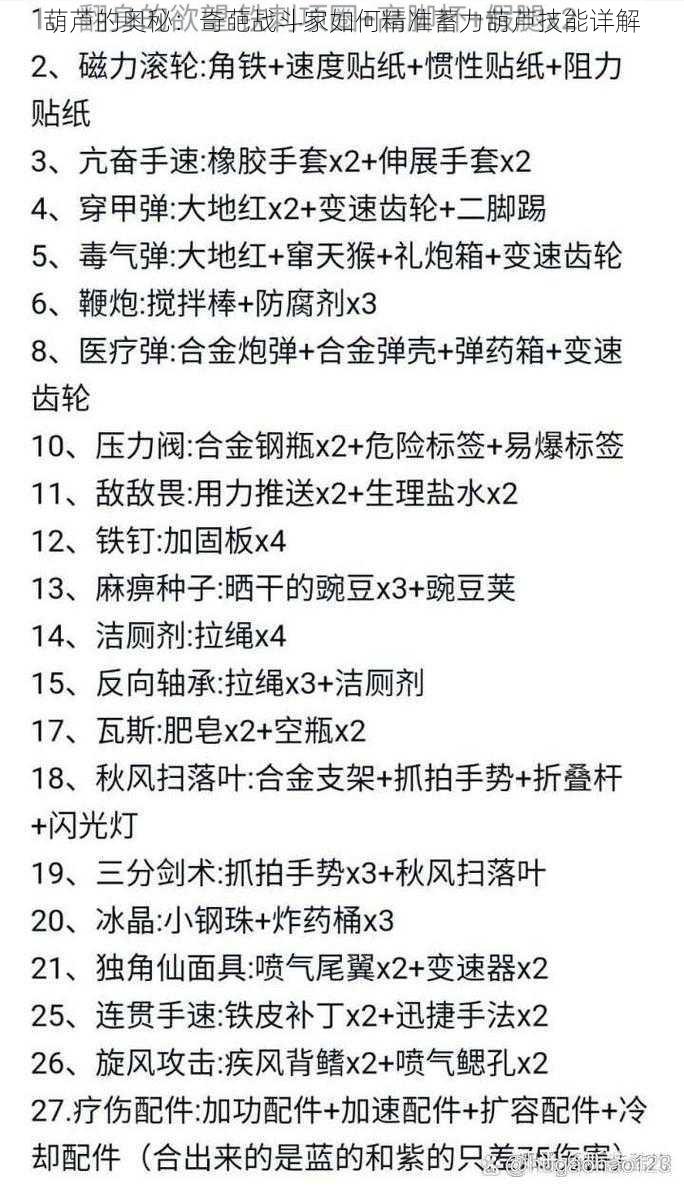 葫芦的奥秘：奇葩战斗家如何精准蓄力葫芦技能详解