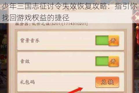 少年三国志征讨令失效恢复攻略：指引你找回游戏权益的捷径