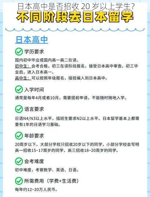 日本高中是否招收 20 岁以上学生？