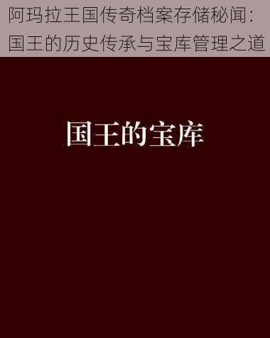 阿玛拉王国传奇档案存储秘闻：国王的历史传承与宝库管理之道