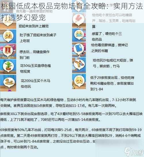 桃园低成本极品宠物培育全攻略：实用方法打造梦幻爱宠