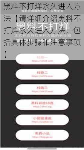 黑料不打烊永久进入方法【请详细介绍黑料不打烊永久进入方法，包括具体步骤和注意事项】