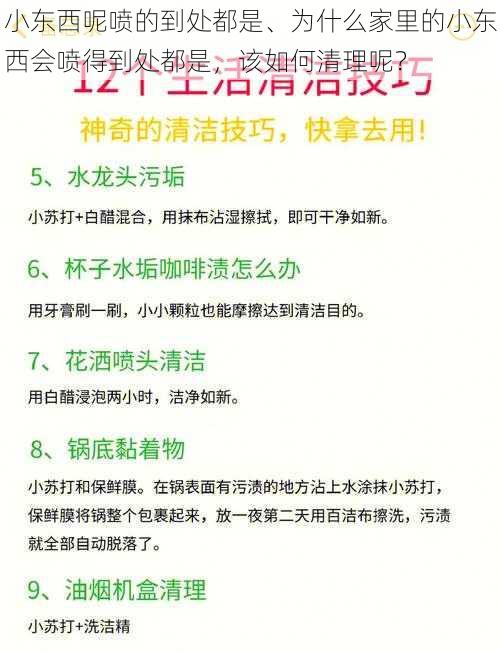 小东西呢喷的到处都是、为什么家里的小东西会喷得到处都是，该如何清理呢？