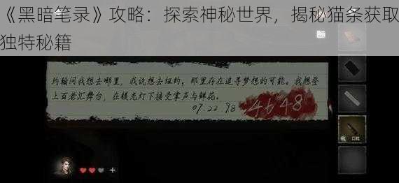 《黑暗笔录》攻略:探索神秘世界,揭秘猫条获取独特秘籍