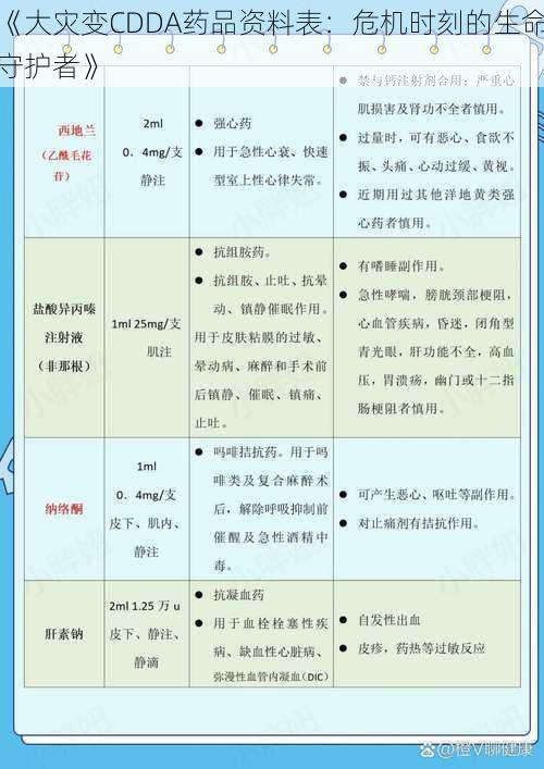 《大灾变CDDA药品资料表：危机时刻的生命守护者》