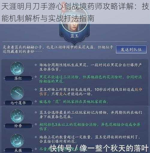 天涯明月刀手游心剑战境药师攻略详解：技能机制解析与实战打法指南