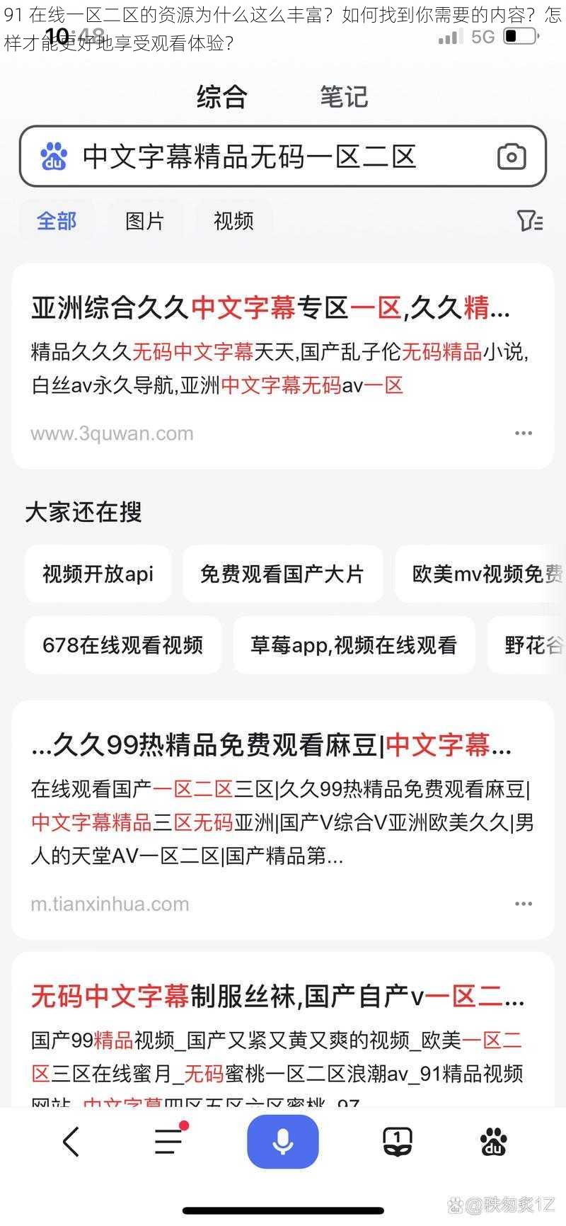 91 在线一区二区的资源为什么这么丰富？如何找到你需要的内容？怎样才能更好地享受观看体验？