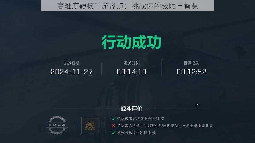 高难度硬核手游盘点：挑战你的极限与智慧