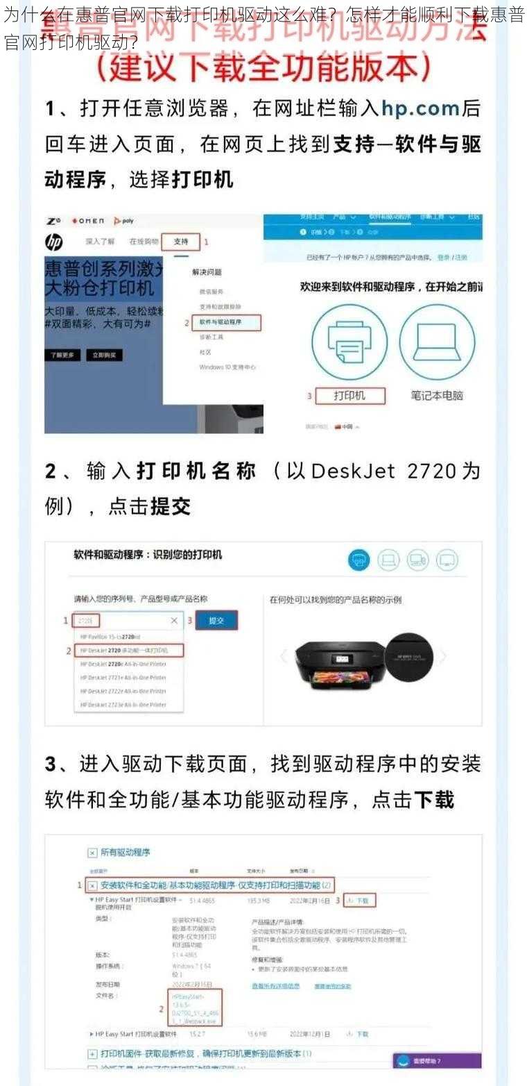 为什么在惠普官网下载打印机驱动这么难？怎样才能顺利下载惠普官网打印机驱动？