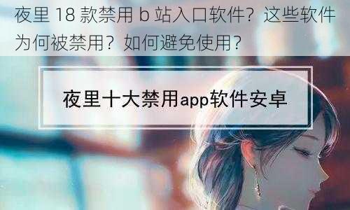 夜里 18 款禁用 b 站入口软件？这些软件为何被禁用？如何避免使用？