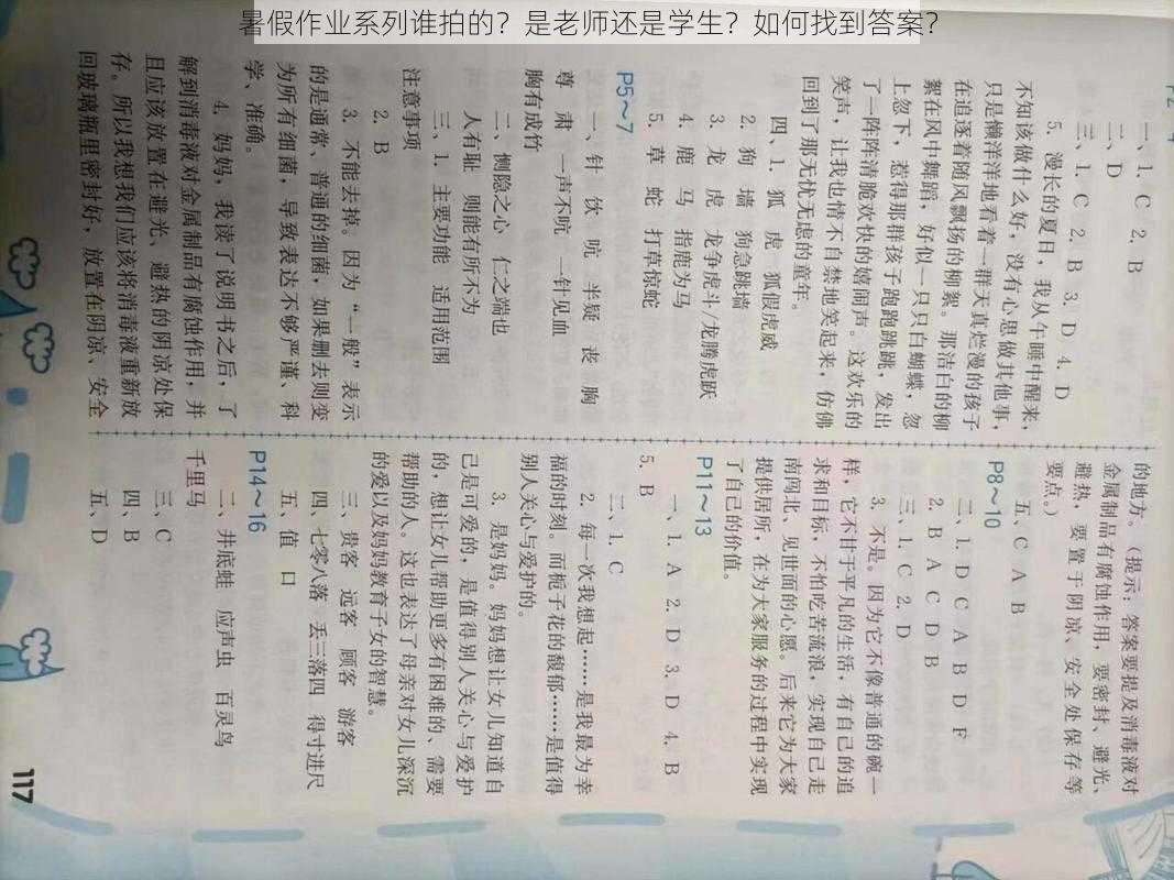 暑假作业系列谁拍的？是老师还是学生？如何找到答案？