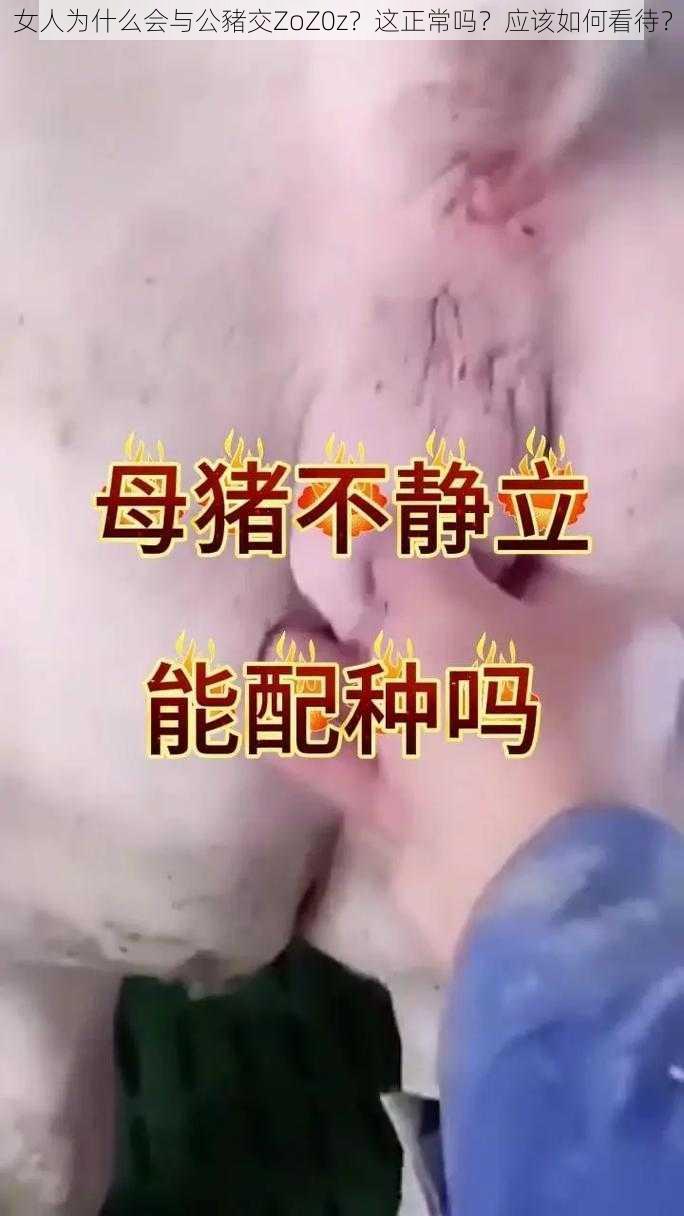 女人为什么会与公豬交ZoZ0z？这正常吗？应该如何看待？