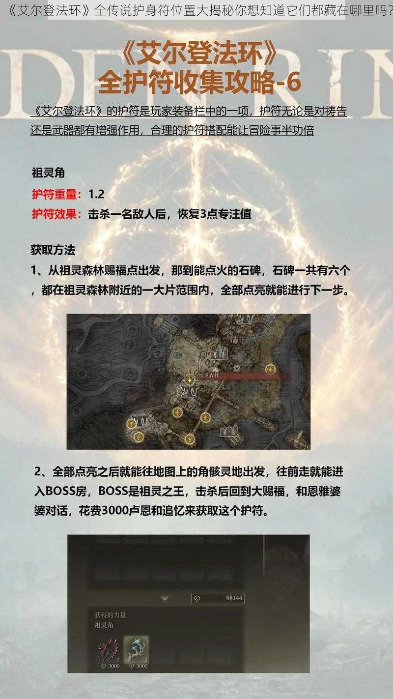 《艾尔登法环》全传说护身符位置大揭秘你想知道它们都藏在哪里吗？