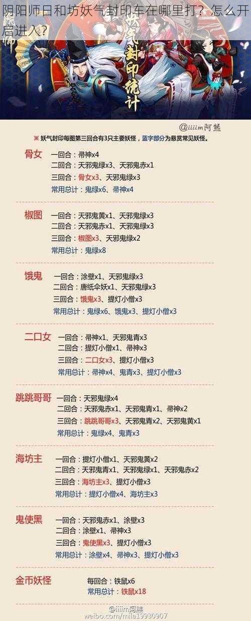 阴阳师日和坊妖气封印车在哪里打？怎么开启进入？