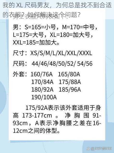 我的 XL 尺码男友，为何总是找不到合适的衣服？如何解决这个问题？