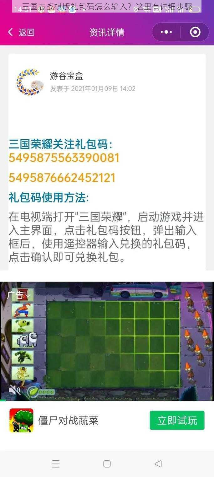 三国志战棋版礼包码怎么输入？这里有详细步骤