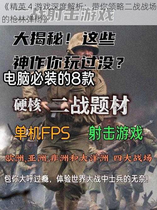 《精英 4 游戏深度解析：带你领略二战战场的枪林弹雨》